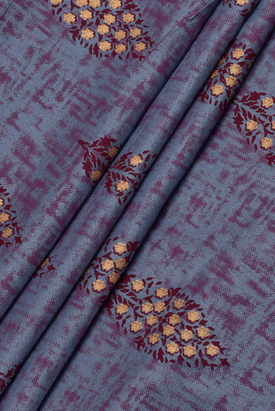 Gray Leaf Print Rayon Fabric