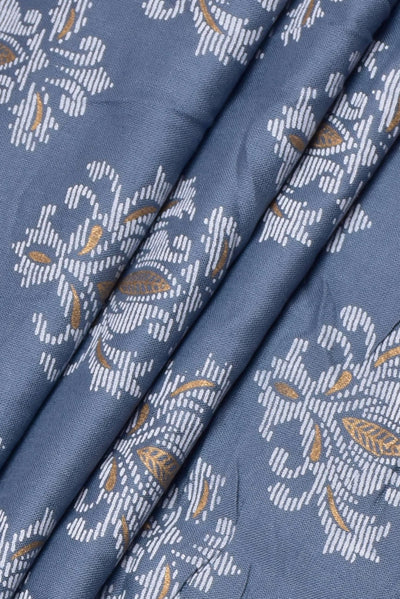 Gray Flower Print Rayon Fabric