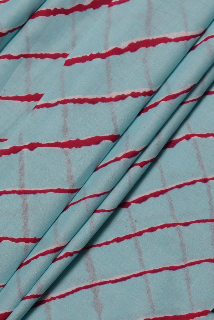 Sky Blue Leheriya Print Cotton Fabric