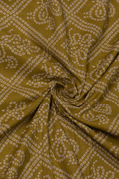 Mehandi Green Bandhej Print Cotton Fabric