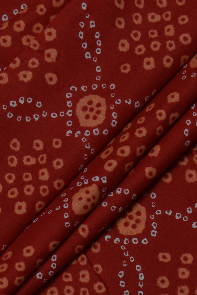 Red Bandhej Print Cotton Fabric