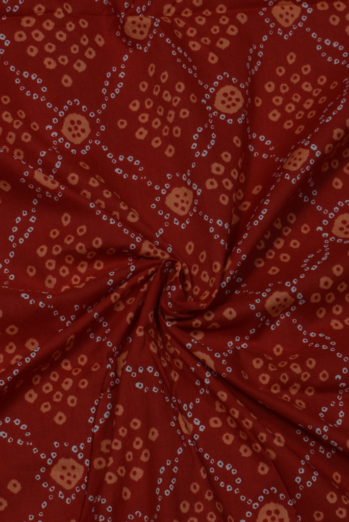 Red Bandhej Print Cotton Fabric