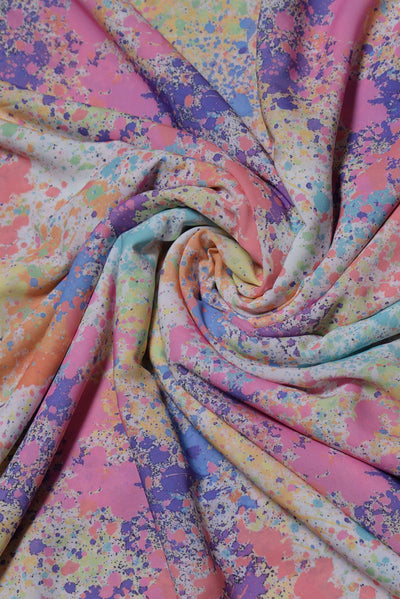 Multicolor Abstract Print Powder Crepe Fabric