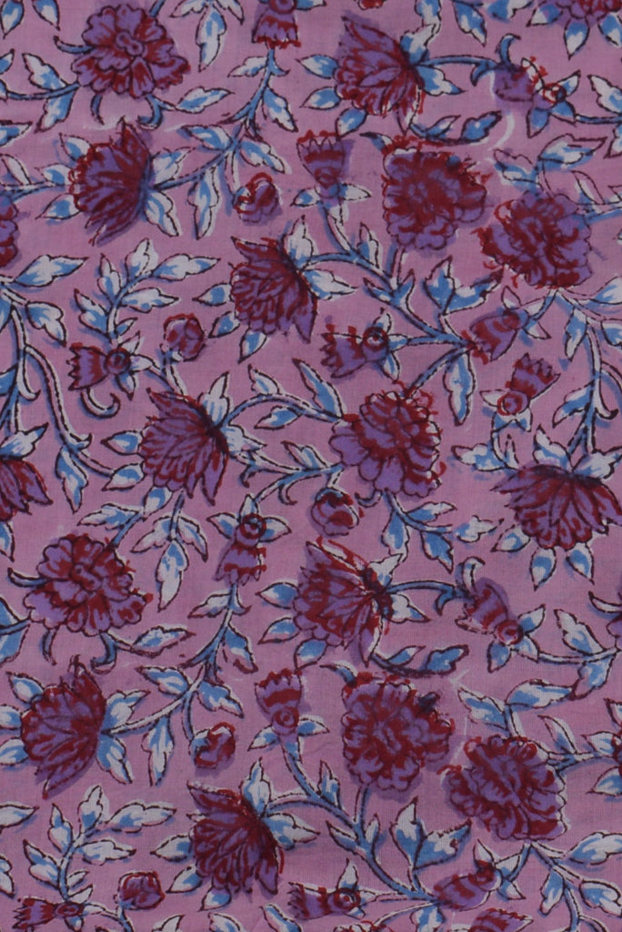 Purple Flower Print Cotton Fabric