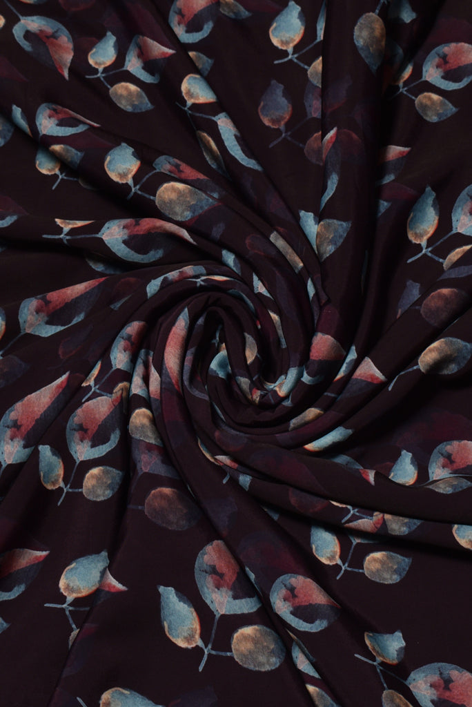 (Cut Piece 0.75 Mtr) Black Flower Print Powder Crepe Fabric