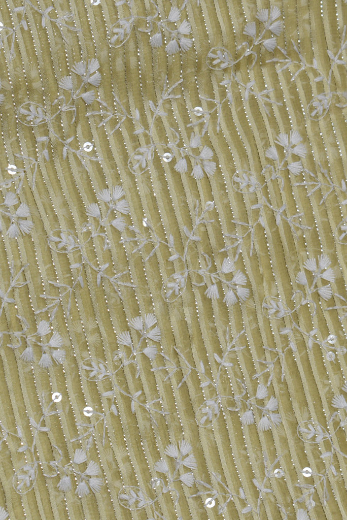 Yellow Flower Print Astha Jari Shifli Fabric