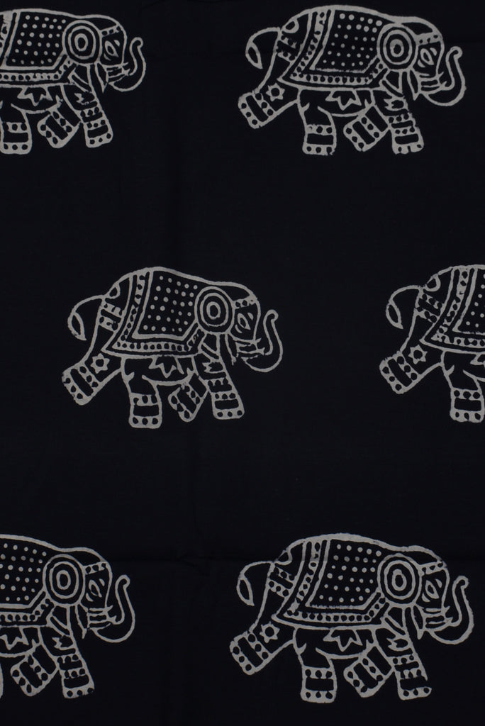 Black Animal Print Handblock Cotton Fabric
