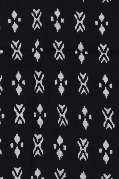 Black Object Print Handblock Cotton Fabric