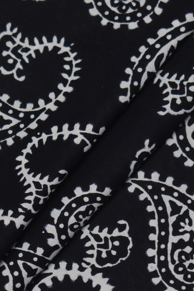 Black Butta Print Handblock Cotton Fabric