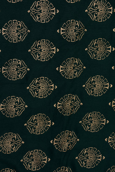 Green Gold Butta Print Rayon Fabric