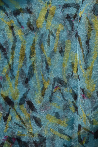 Blue Abstract Print Digital Organza Tissue Fabric