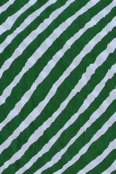 Green & White Leheriya Print Fabric