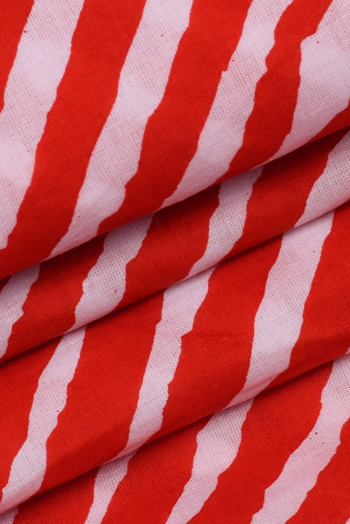 Red & White Leheria Print Fabric