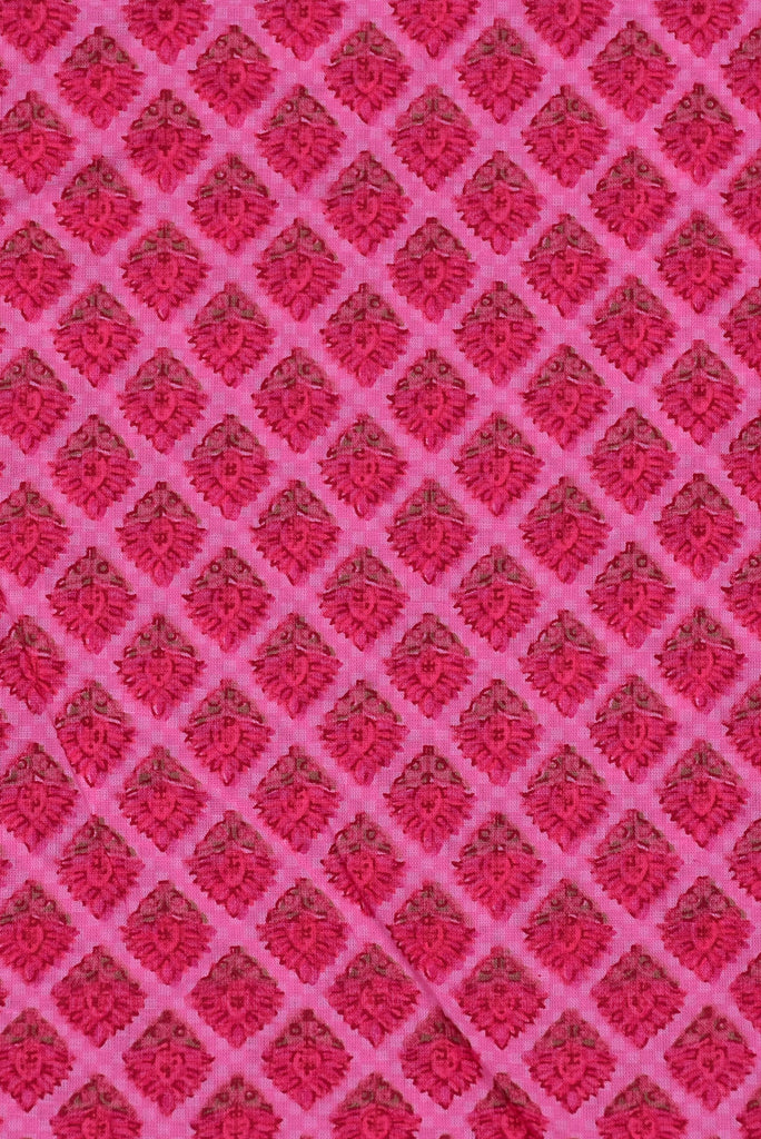 Dark Pink Flower Print Cotton Fabric