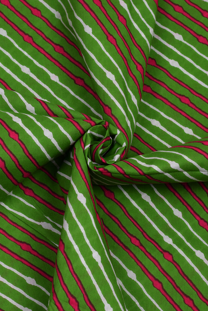 Green Leheria Print Cotton Fabric