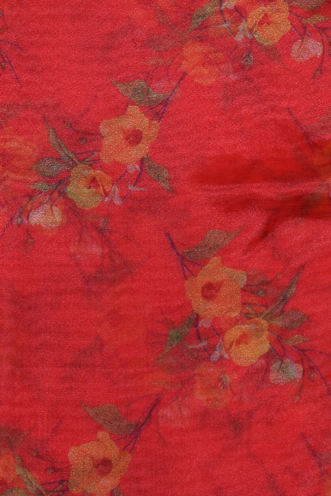 Red Flower Print Digital Organza Tissue Fabric