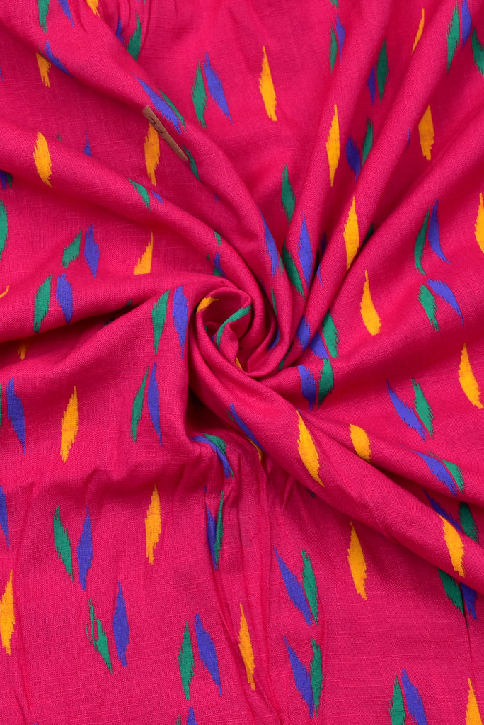 Pink Slub Print Rayon Fabric