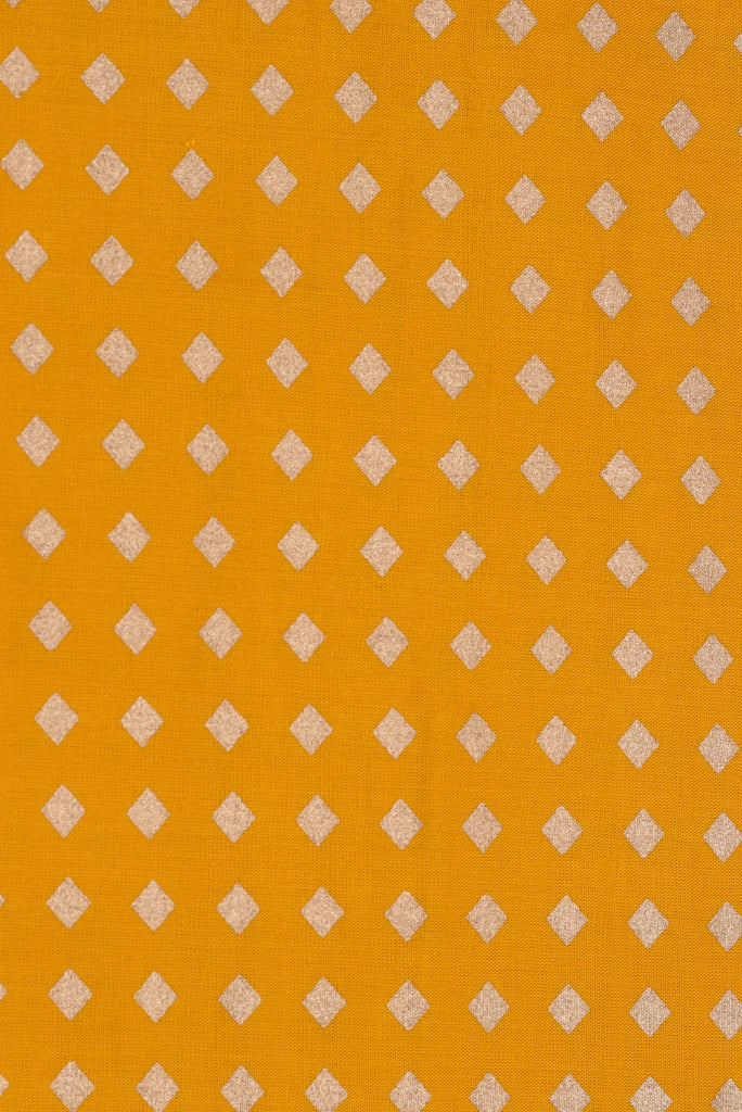 Yellow & Gold Print Rayon Fabric