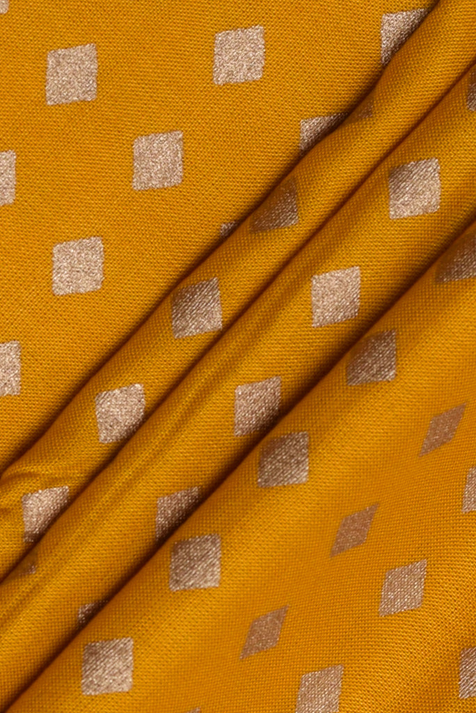 Yellow & Gold Print Rayon Fabric