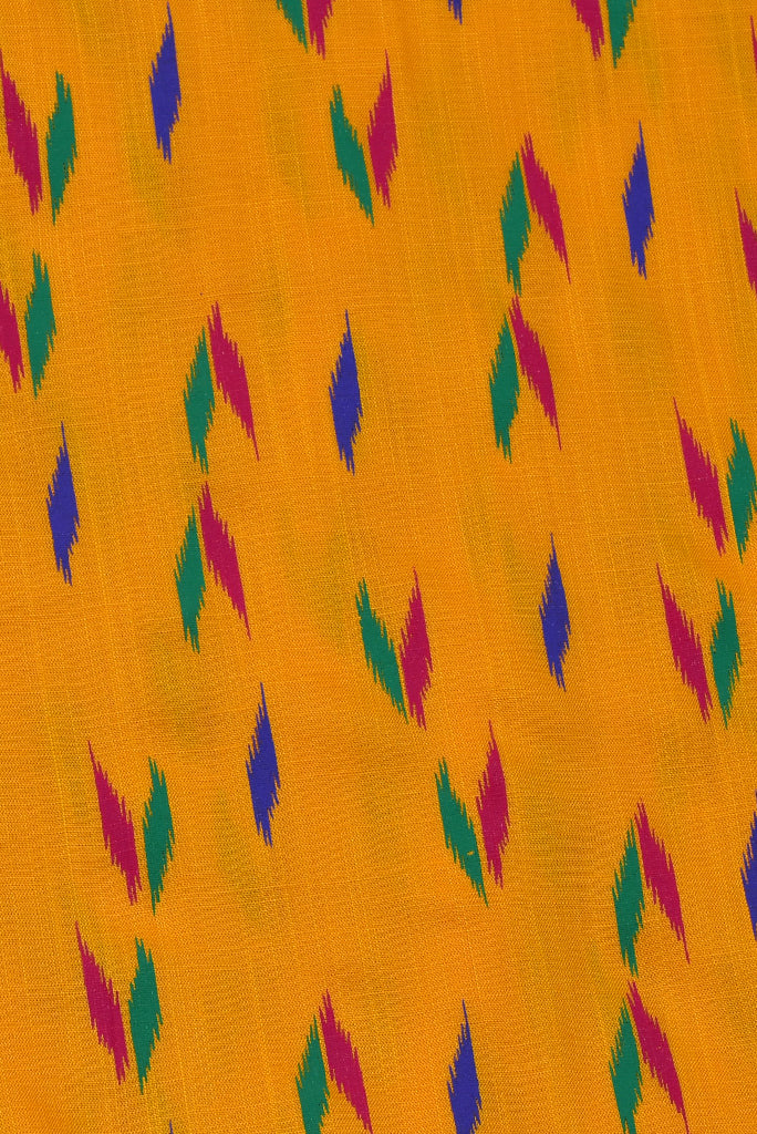Yellow Slub Print Rayon Fabric