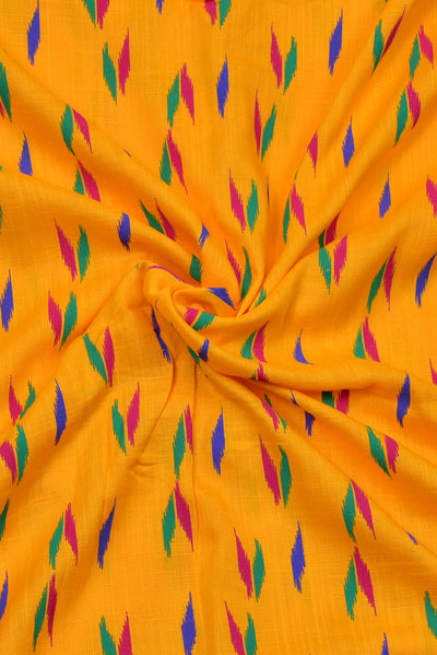 Yellow Slub Print Rayon Fabric