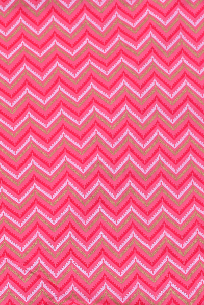 Pink Zig Zag Print Cotton Fabric