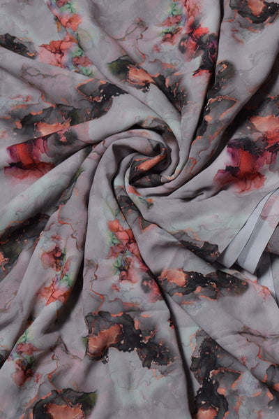 Black Flower Print Digital Georgette Fabric