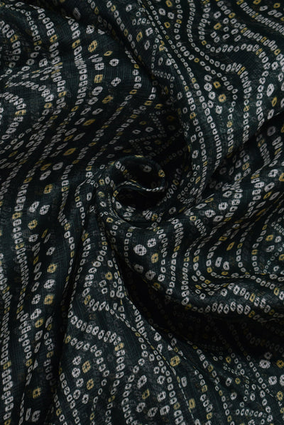 Dark Green Bandhej Print Kota Doria Fabric