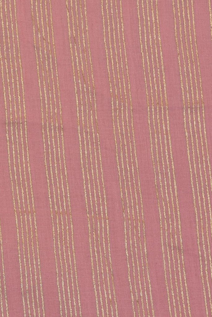 Pink & Gold Strips Print Cotton Fabric