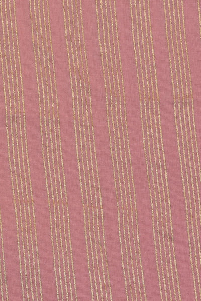 Pink & Gold Strips Print Cotton Fabric