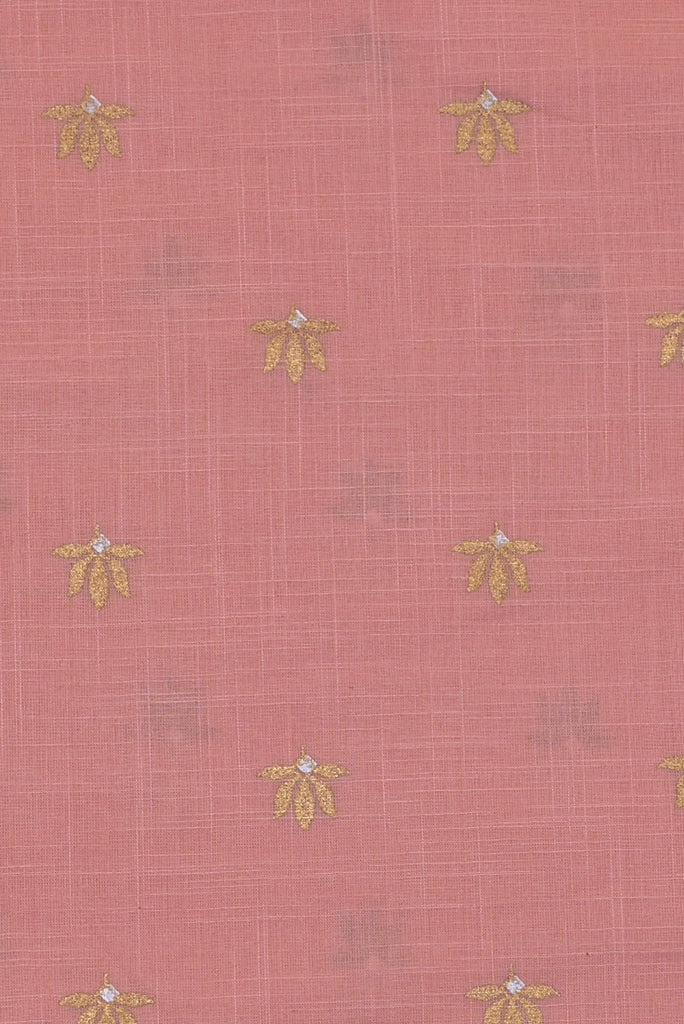 Pink & Gold Flower Print Cotton Mal Fabric