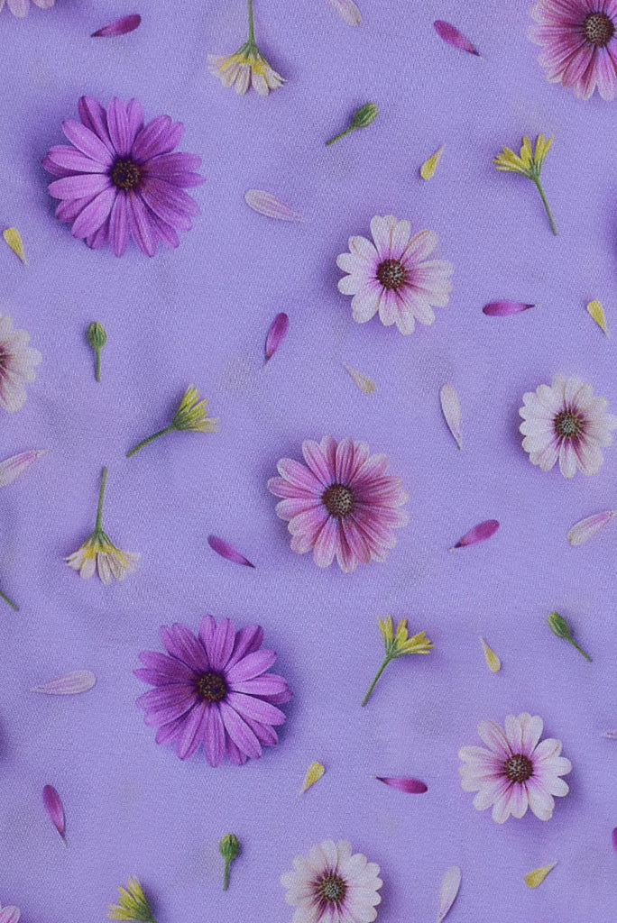 Blue Flower Print Digital Crepe Fabric