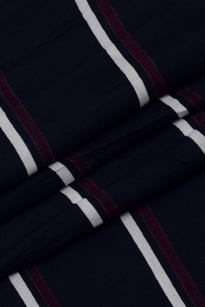 Navy blue & White Stripes Print RayonFabric