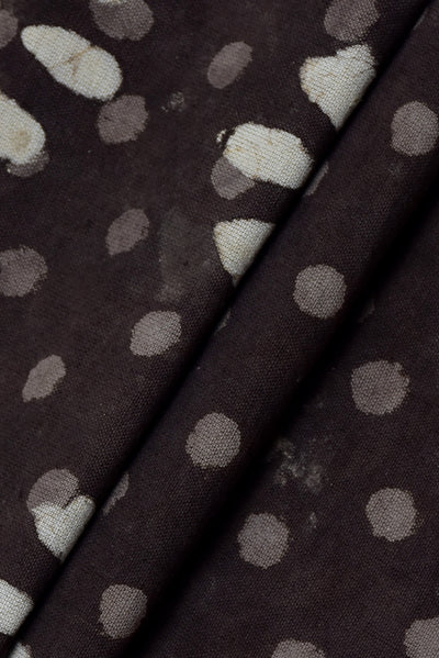 Dark Brown Flower Print Handblock Cotton Fabric