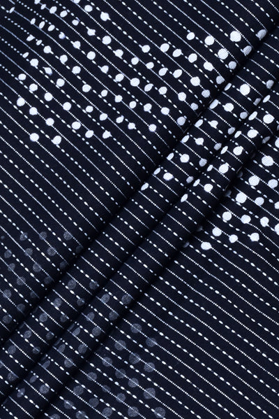 Black Polka Dpots Print Kantha Cotton Fabric