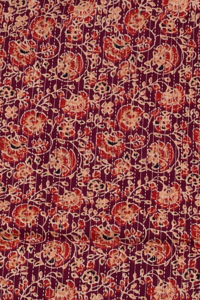 Flower Print Kantha Cotton Fabric