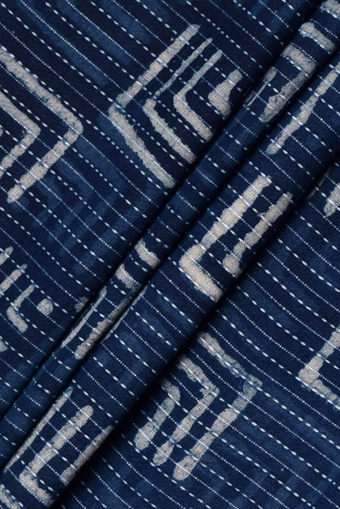 Blue Print Kantha Cotton Fabric