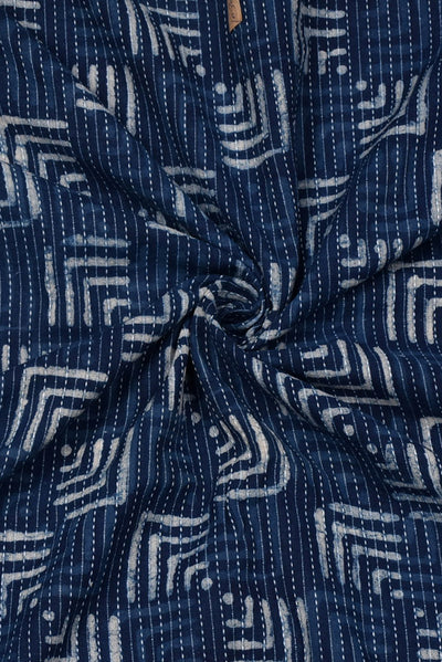 Blue Print Kantha Cotton Fabric