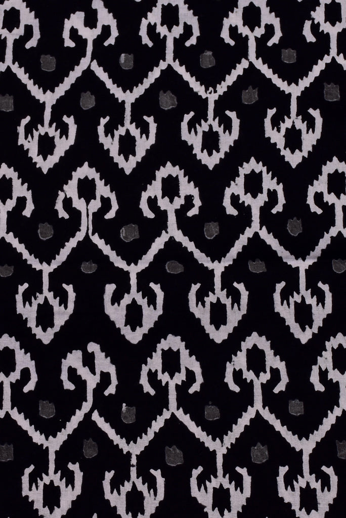 Black Abstract Print Handblock Cotton Fabric