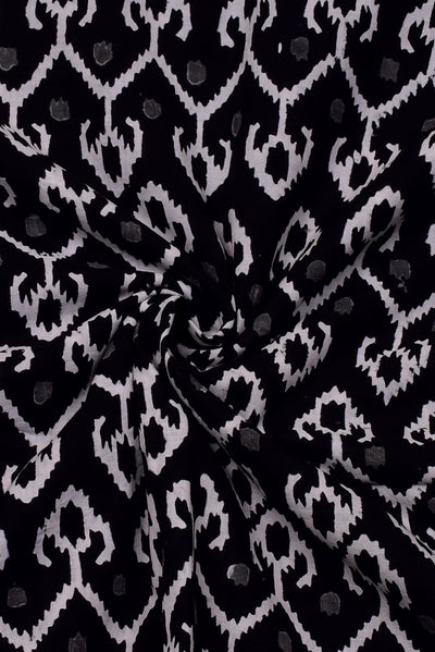 Black Abstract Print Handblock Cotton Fabric