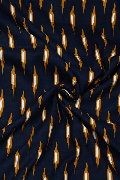 (Cut Piece 0.65 Mtr) Black Abstract Print Rayon Fabric