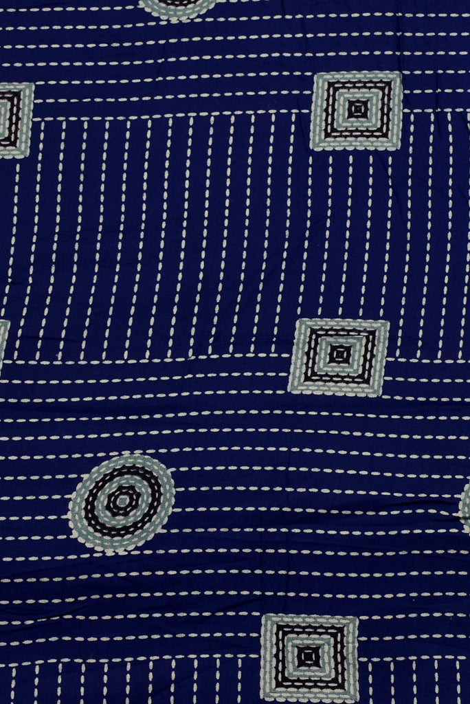 Blue Strips Print Handblock Cotton Fabric