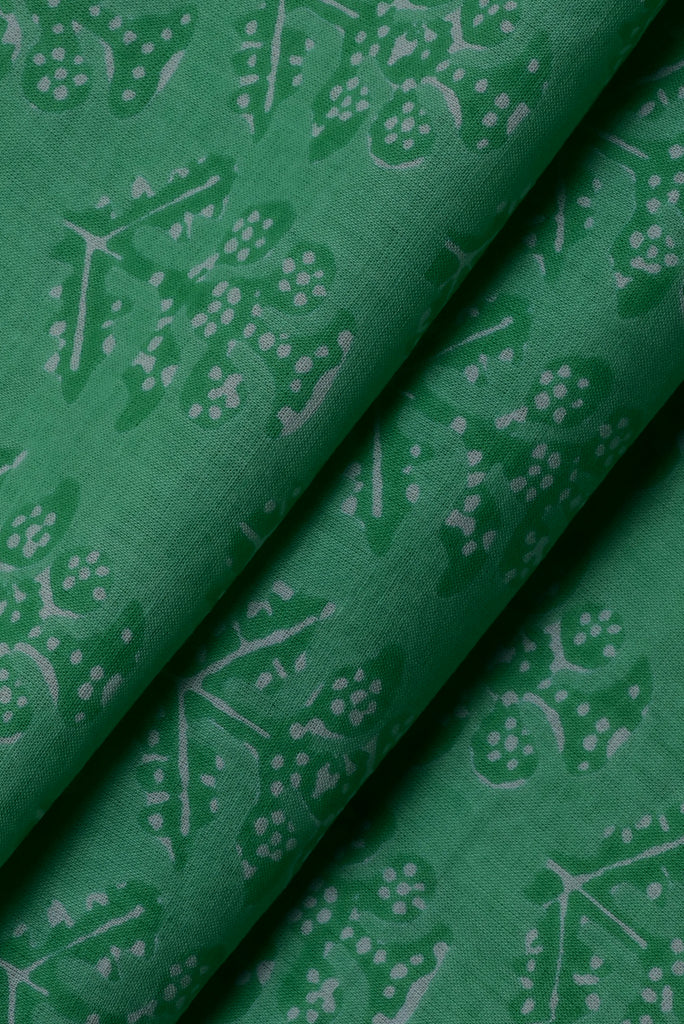 Green Plant Print Cotton Fabric