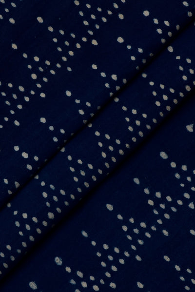 Blue Dots Print Indigo Handblock Cotton Fabric