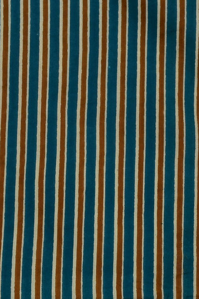 Blue & Yellow Strips Print Rayon Fabric