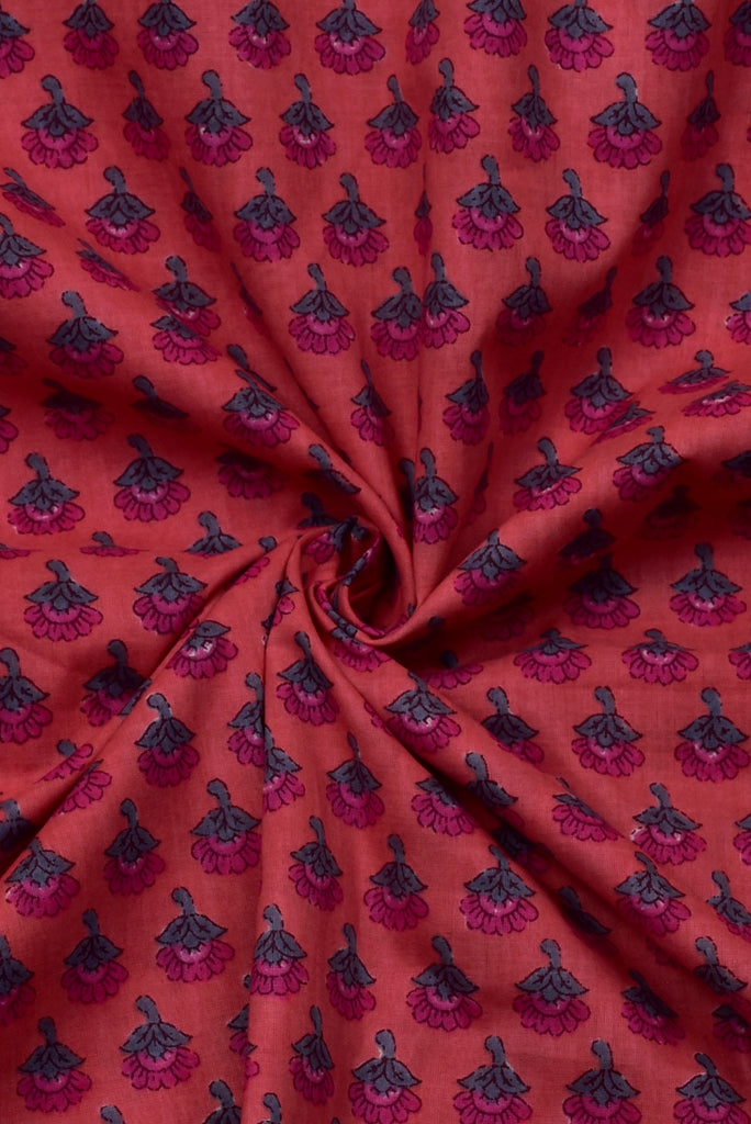 Red Flower Face Print Cotton Fabric