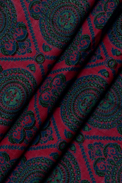 Red Bota Print Rayon Fabric