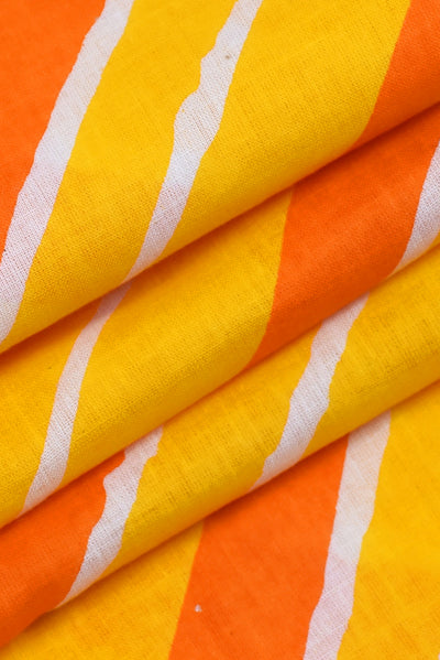 Yellow Orange Leheriya Cotton Fabric