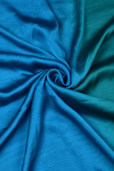 Sky Blue & Sea Green Rangoli Print Georgette Fabric