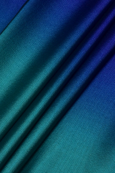 (Cut Piece 0.40 Mtr) Sea Green & Blue Rangoli Print Georgette Fabric